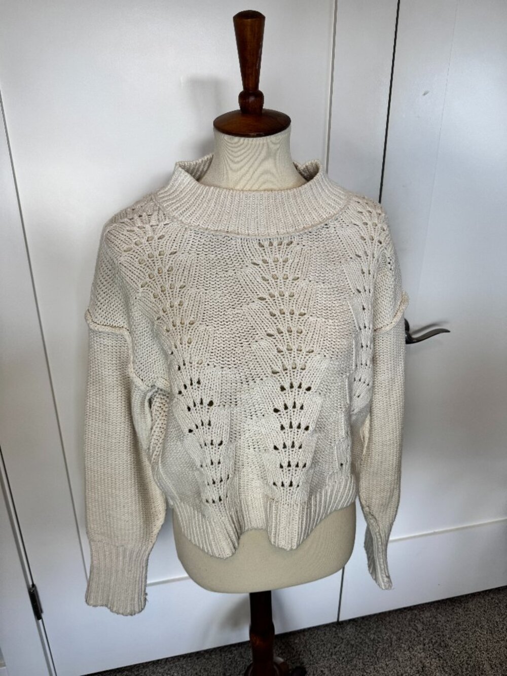 Free People Bell Song Pullover Sweater Bones Ivory Size M